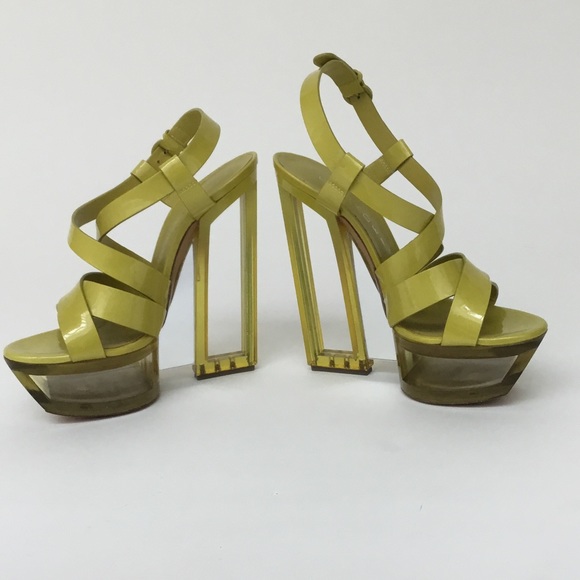 Casadei Shoes - ‘Casadei” Pre-Owned Chartreuse With Lucite Heels